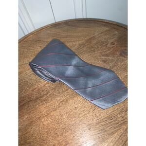 Vintage Damon Men's Gray & Red‎ Striped Designer Tie